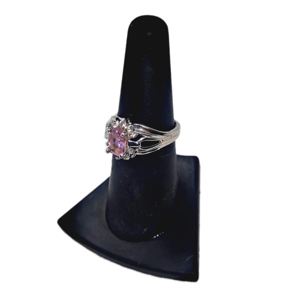 Silver Tone Fashion Ring with CZ Stone